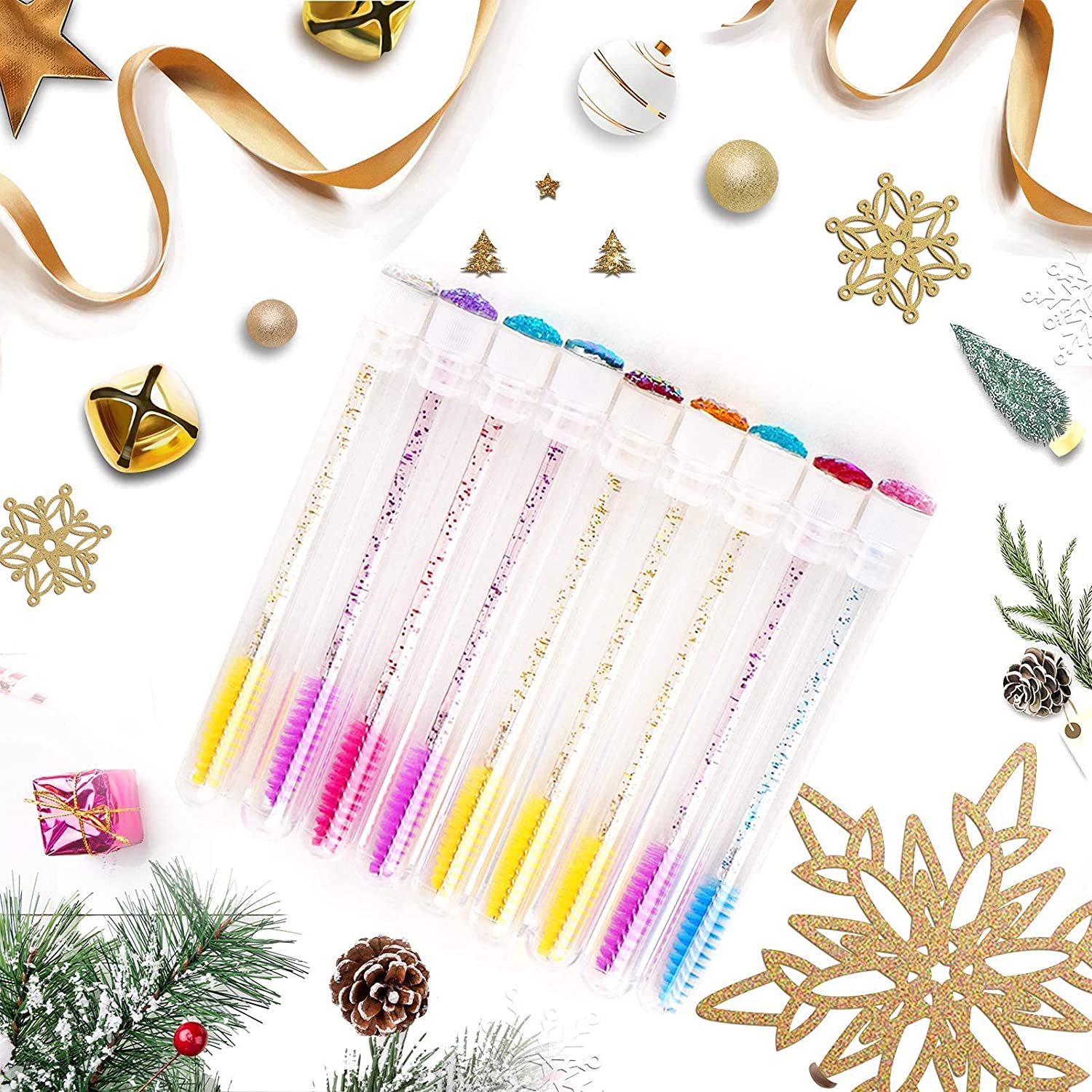 i-Laesh 20 Pcs Lash Brush Eyelash Brushes for Eyelash Extensions Spoolies Mascara Wands Tube Diamond