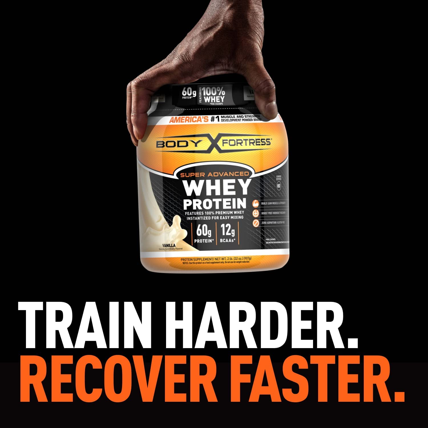 Body Fortress Super Advanced Whey Protein Powder, Vanilla Flavored, Gluten Free, 2 Lb