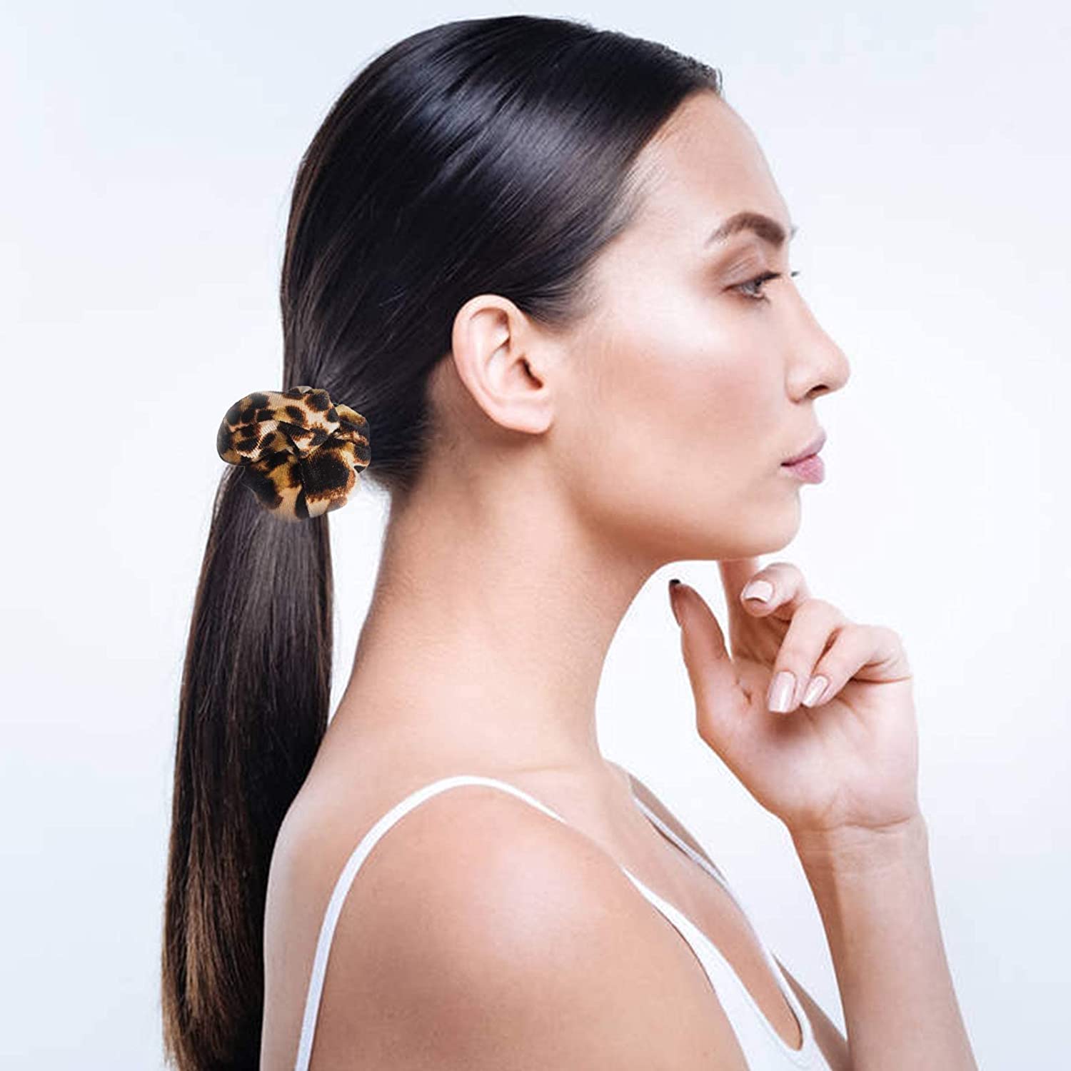 12 Pack Leopard Print Velvet Scrunchies, Leopard Scrunchies for Hair, Hair Scrunchies for Girls, Chr