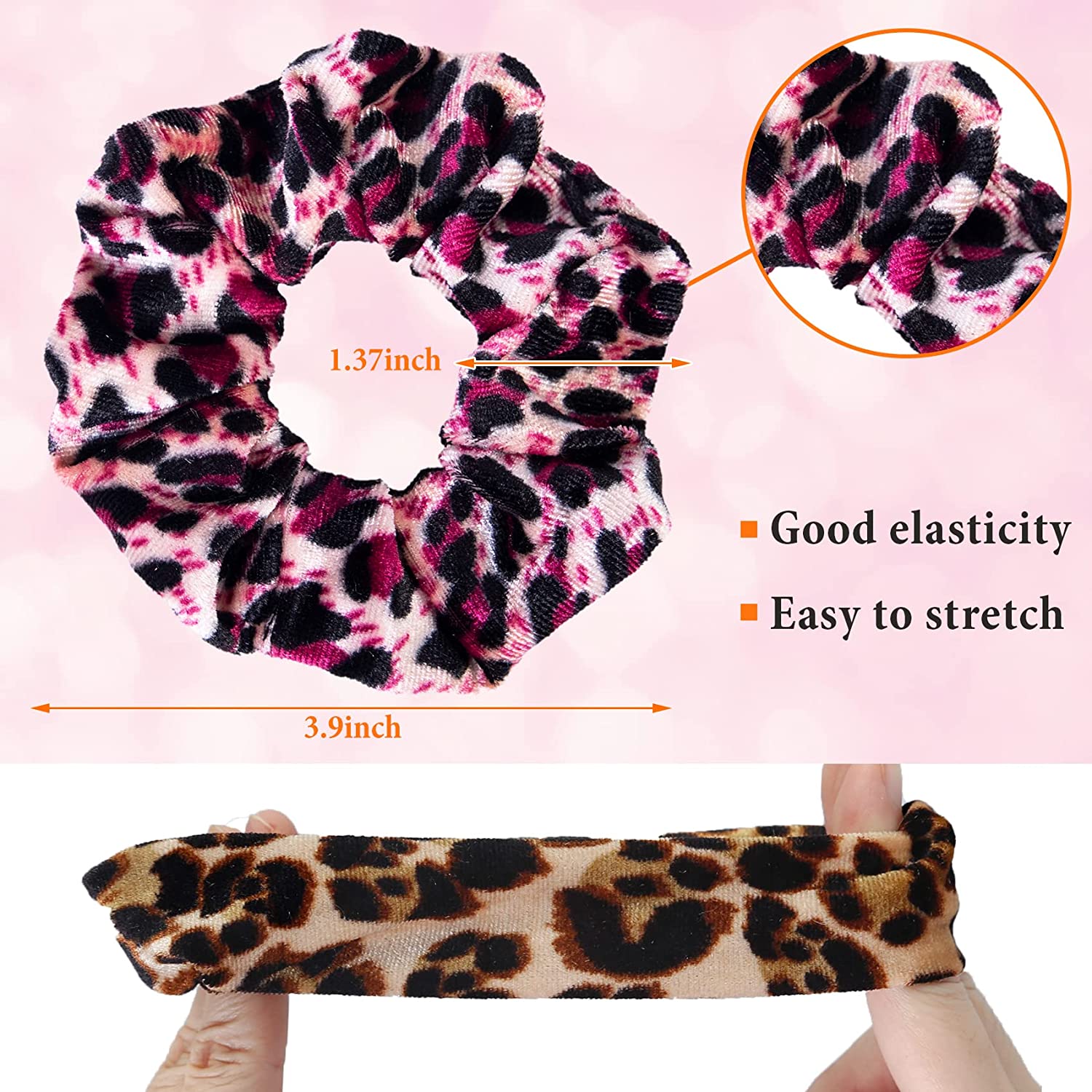 12 Pack Leopard Print Velvet Scrunchies, Leopard Scrunchies for Hair, Hair Scrunchies for Girls, Chr