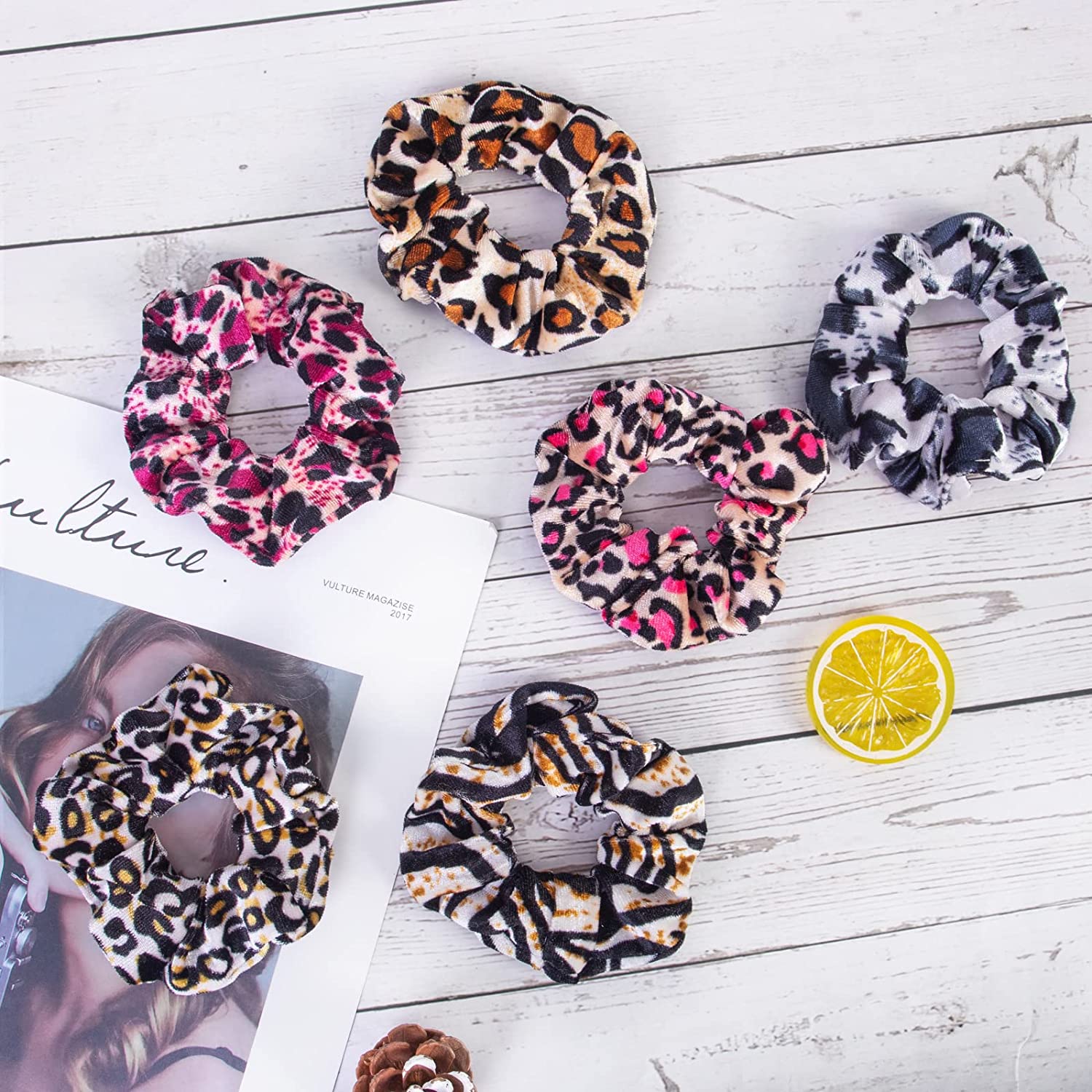 12 Pack Leopard Print Velvet Scrunchies, Leopard Scrunchies for Hair, Hair Scrunchies for Girls, Chr