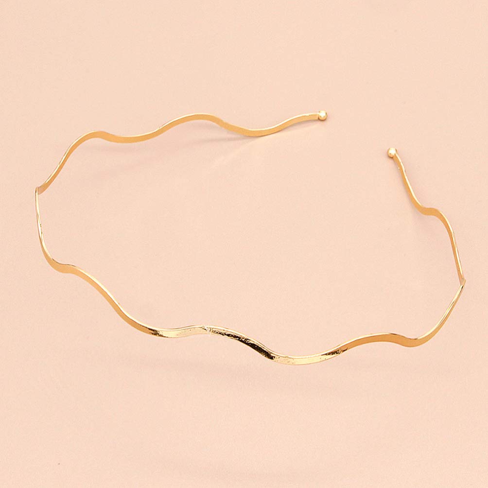 Beaupretty 6pcs Golden Metal Headbands Wavy Hair Bands Spring Headbands Unisex Hair Hoop for Women M