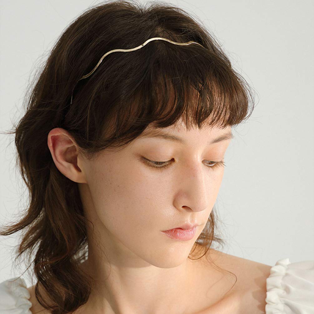 Beaupretty 6pcs Golden Metal Headbands Wavy Hair Bands Spring Headbands Unisex Hair Hoop for Women M