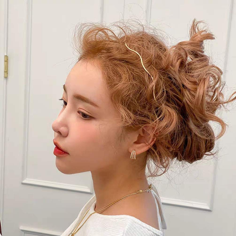 Beaupretty 6pcs Golden Metal Headbands Wavy Hair Bands Spring Headbands Unisex Hair Hoop for Women M