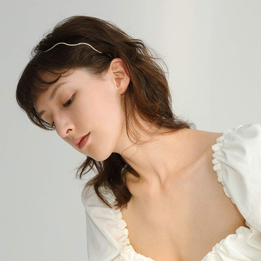 Beaupretty 6pcs Golden Metal Headbands Wavy Hair Bands Spring Headbands Unisex Hair Hoop for Women M