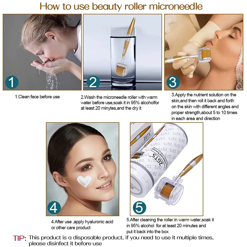 Derma Hair Beard Roller Real Needle, 192 Titanium Microneedle Roller for Face Body Hair Beard for Ho