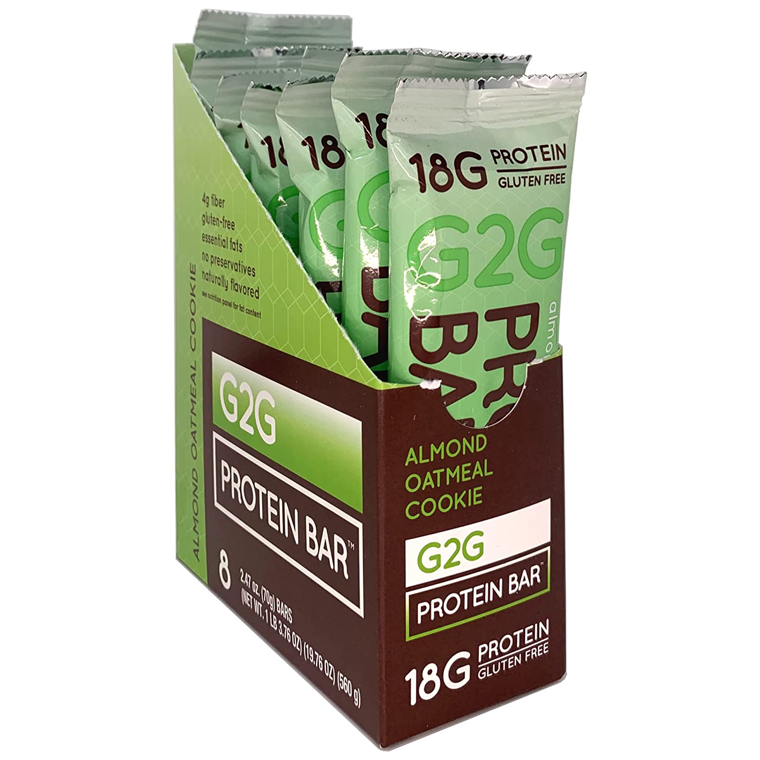 G2G Protein Bar, Almond Oatmeal Cookie, Real Food Ingredients