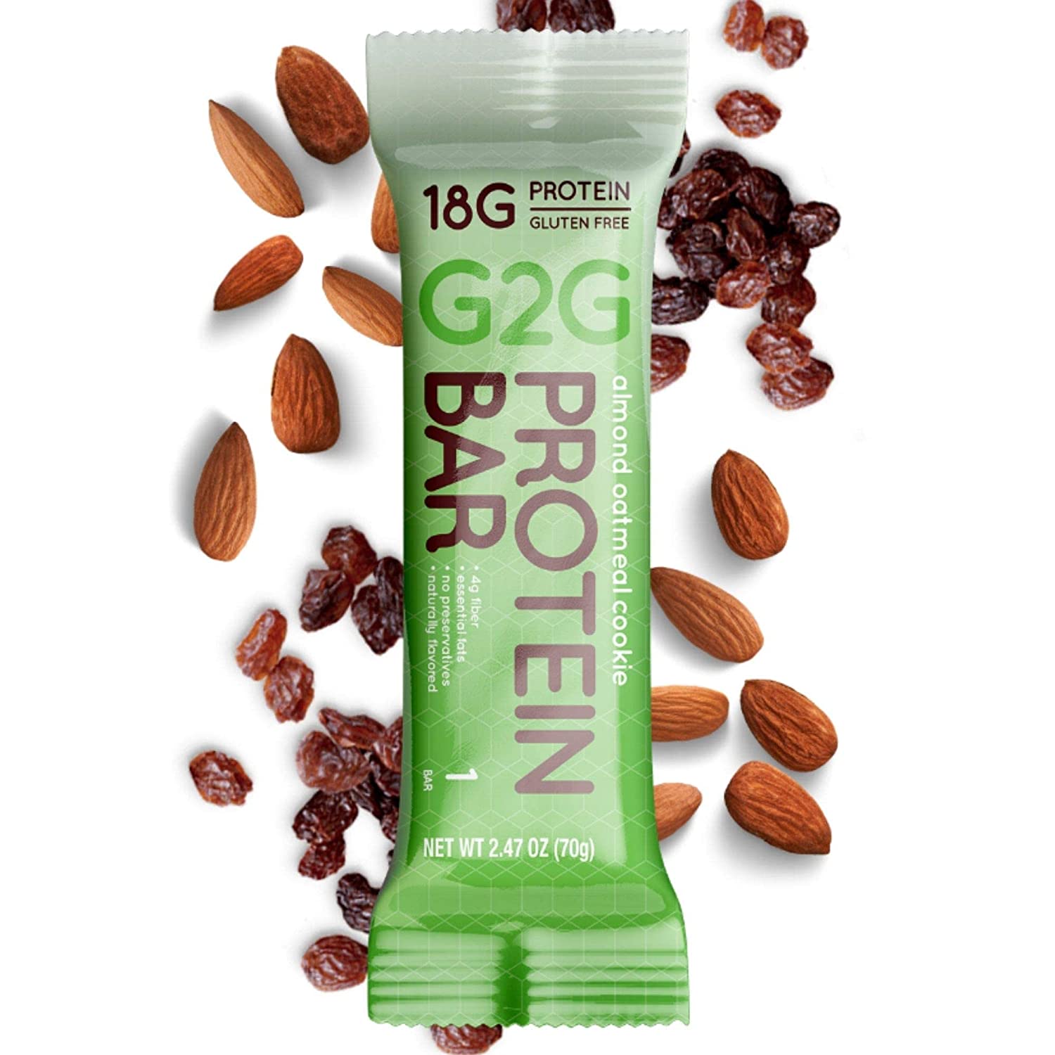 G2G Protein Bar, Almond Oatmeal Cookie, Real Food Ingredients