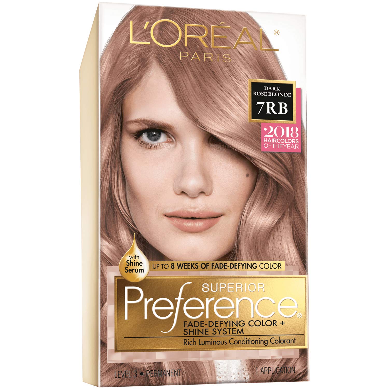 Loreal, Superior Preference, Hair Color, Rose Blonde, 1 Kit (7RB Dark Rose Blonde)