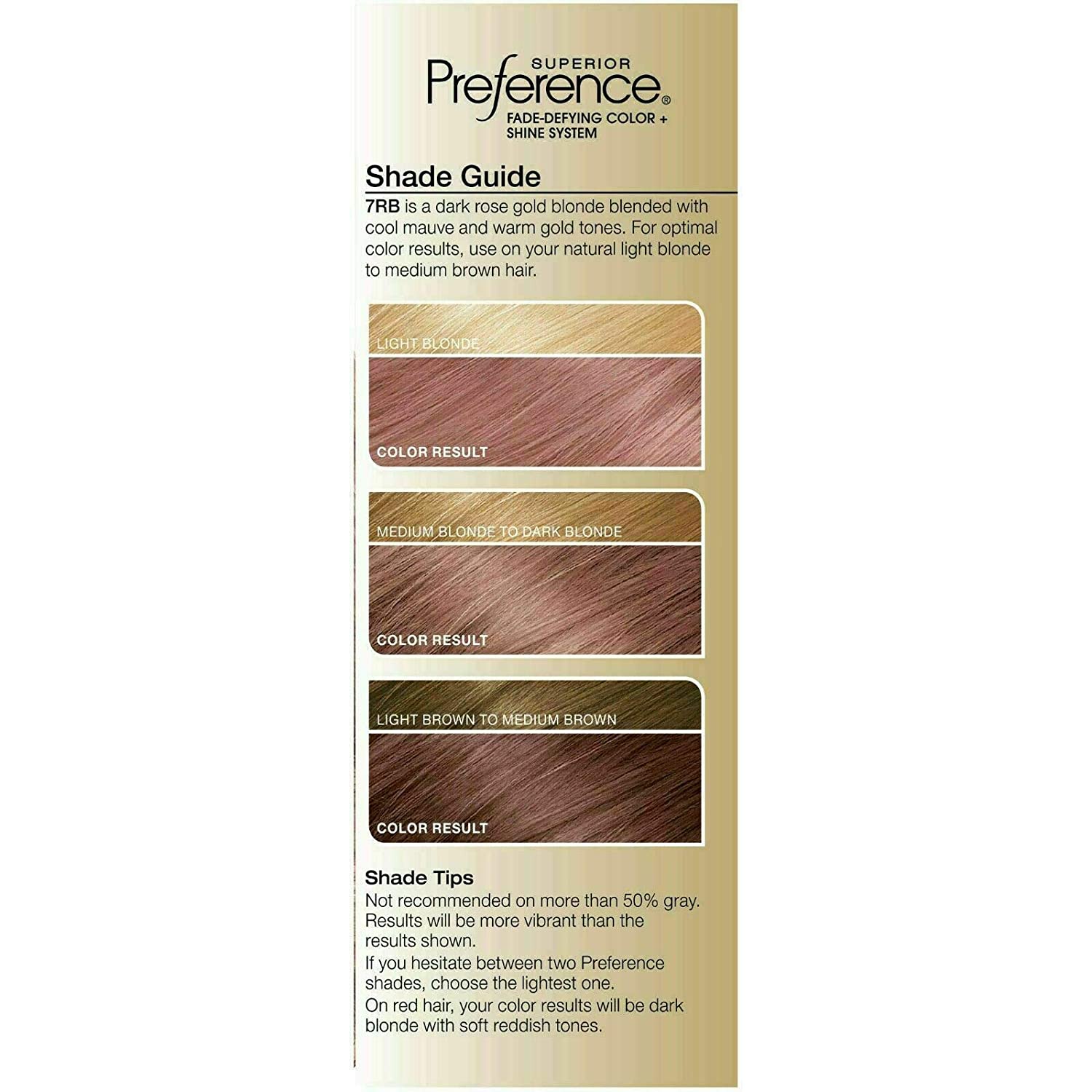 Loreal, Superior Preference, Hair Color, Rose Blonde, 1 Kit (7RB Dark Rose Blonde)