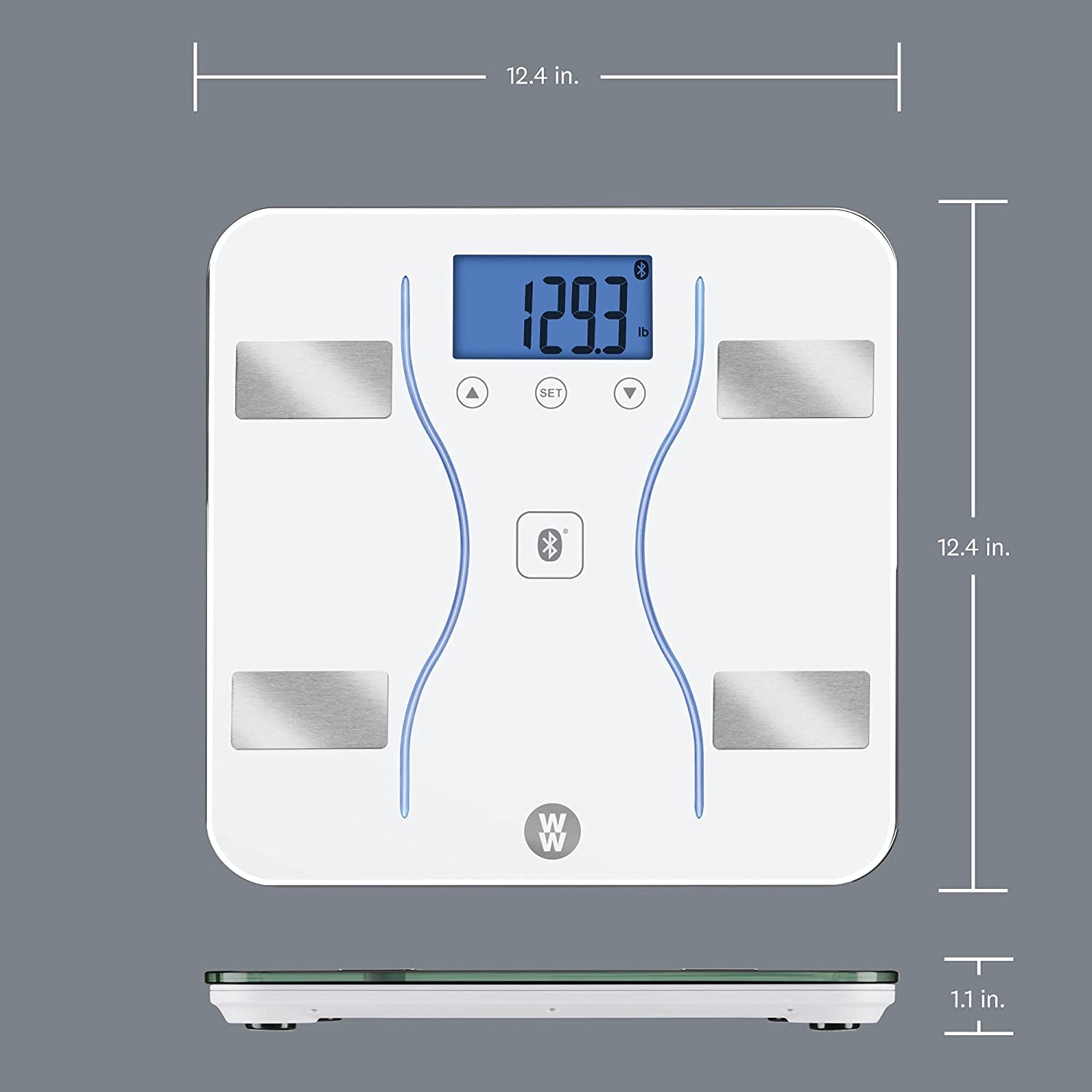 WW Scales by Conair Bluetooth Body Analysis Bathroom Scale, Measures Body Fat, Body Water, Bone Mass