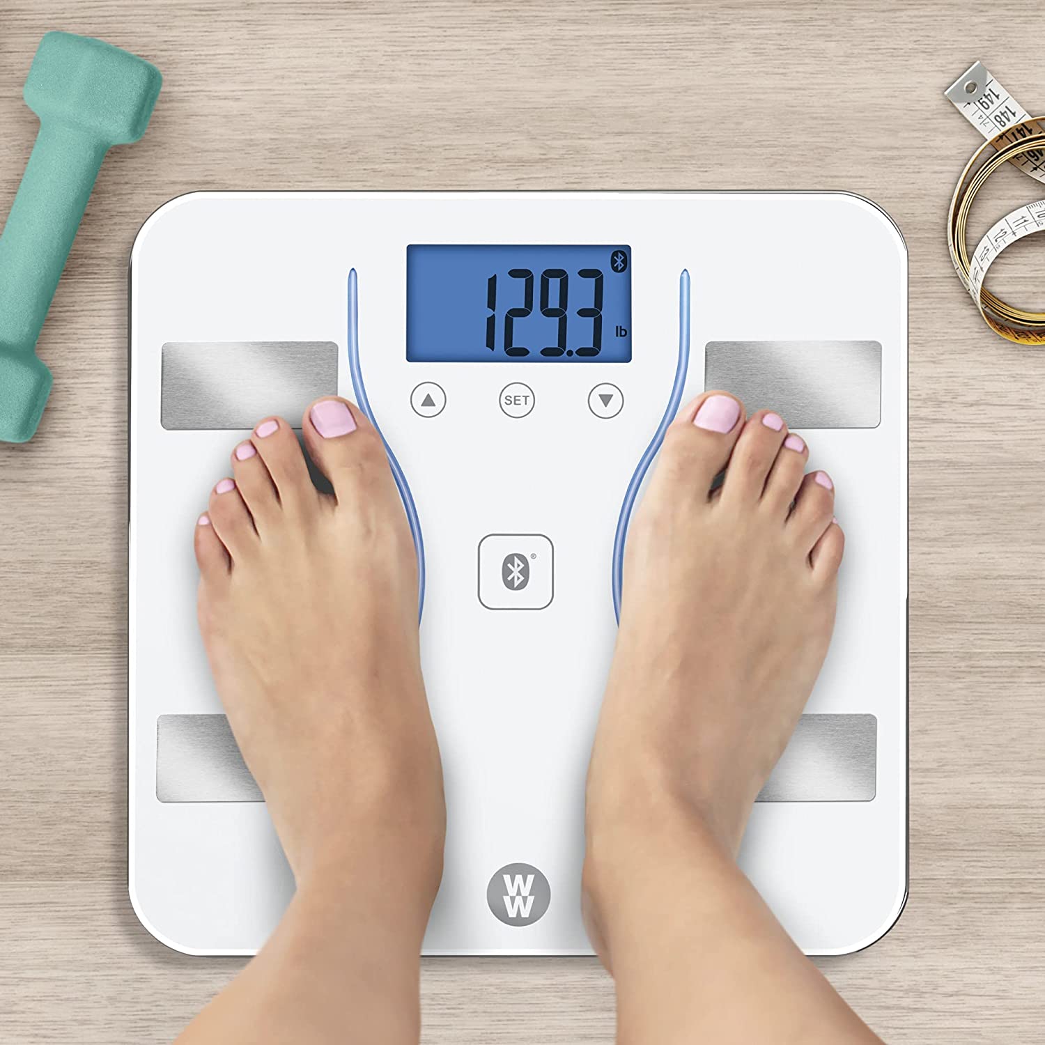 WW Scales by Conair Bluetooth Body Analysis Bathroom Scale, Measures Body Fat, Body Water, Bone Mass