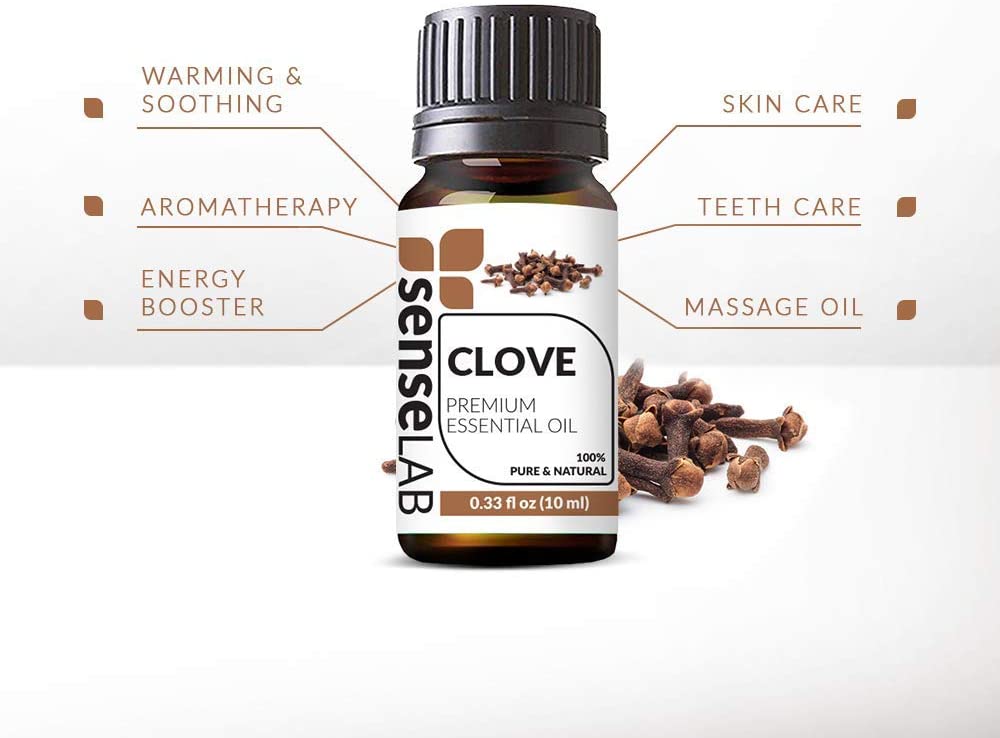 SenseLAB Clove Essential Oil - 100 % Pure Extract Clove Oil Therapeutic Grade - Skin Care Oil - Oral