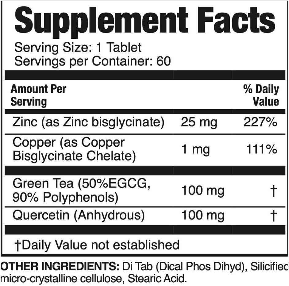 Brain Basics Opti Zinc Plus Zinc Supplement with Quercetin, EGCG, and