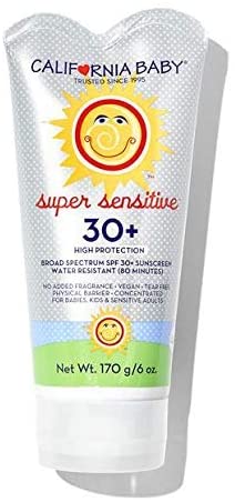 California Baby Super Sensitive Broad Spectrum SPF 30+ Sunscreen - For Babies, Kids & Adults, Free o