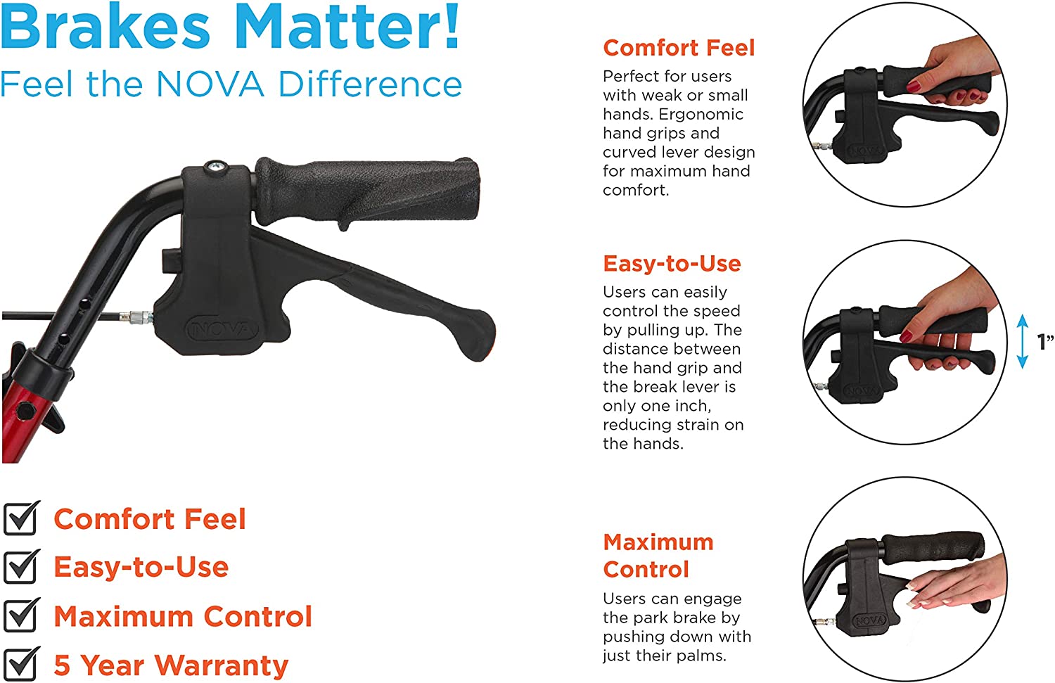 NOVA GetGo Junior Rollator Walker (Petite Size), Rolling Walker for Height 4'10