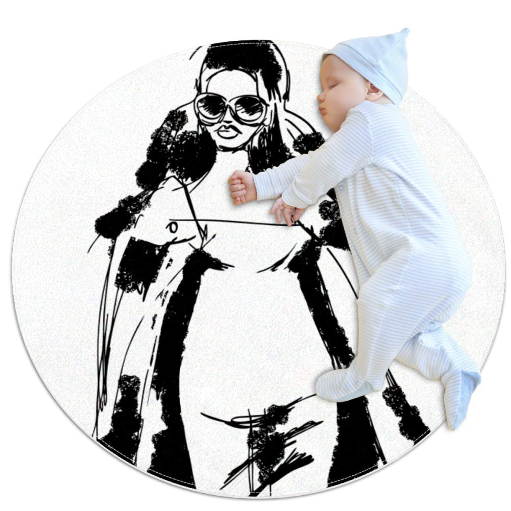 Round Mat Woman Trench Coat Area Rugs for Living Room Soft Carpet Bedroom Rug Home Decor Nursery Rug