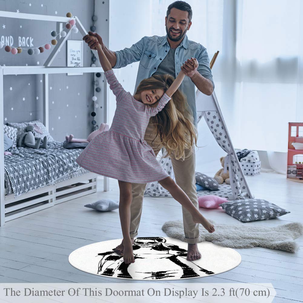 Round Mat Woman Trench Coat Area Rugs for Living Room Soft Carpet Bedroom Rug Home Decor Nursery Rug