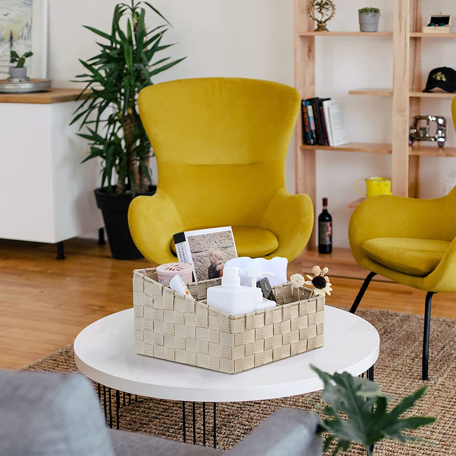 Alefar Woven Mail Desk File Organizer, Storage Drawer Bins for Electronics Charge Station, Counterto