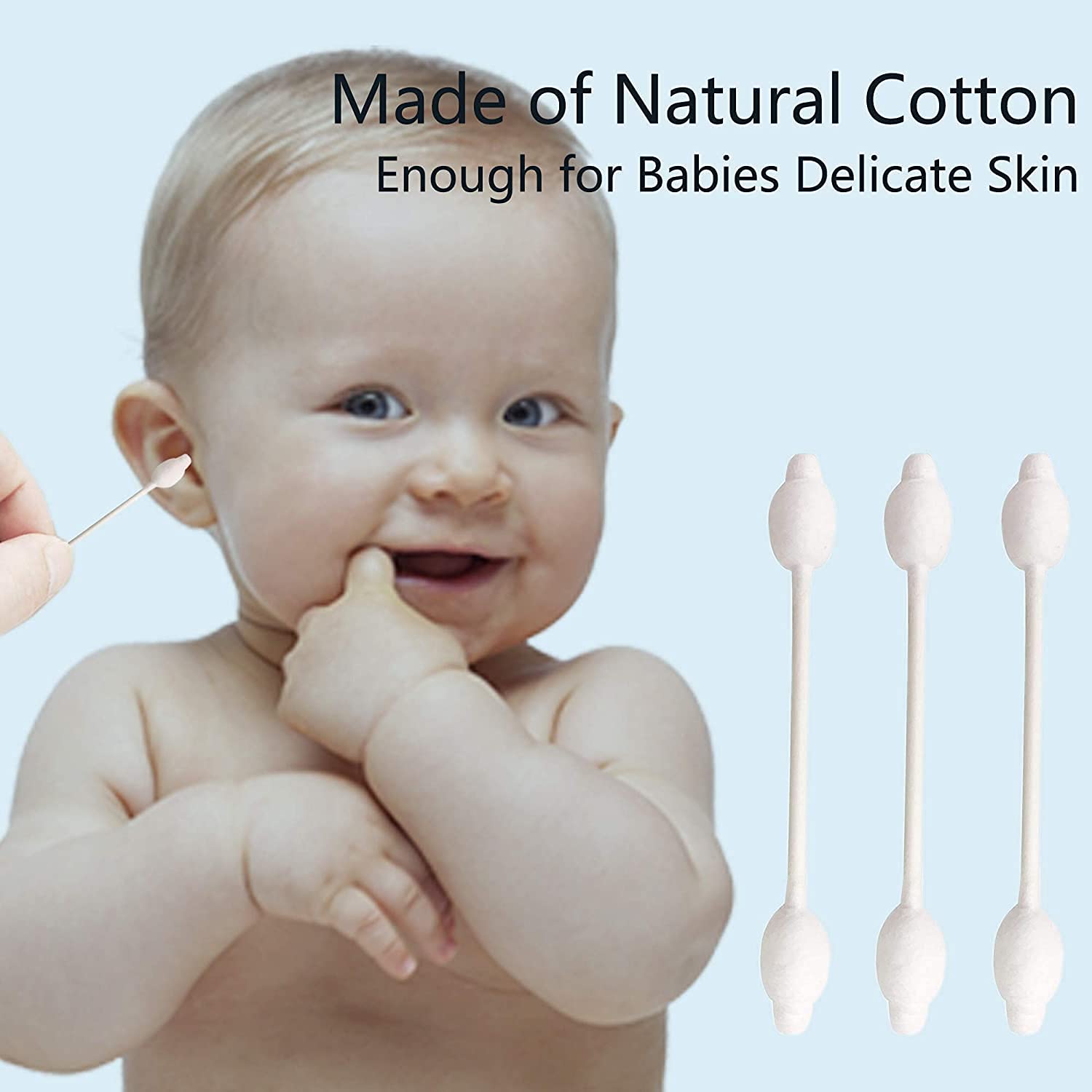 Safety Cotton Swabs with Large Tips for Newborn, Babies, Kids, Children 6 Pack (480)