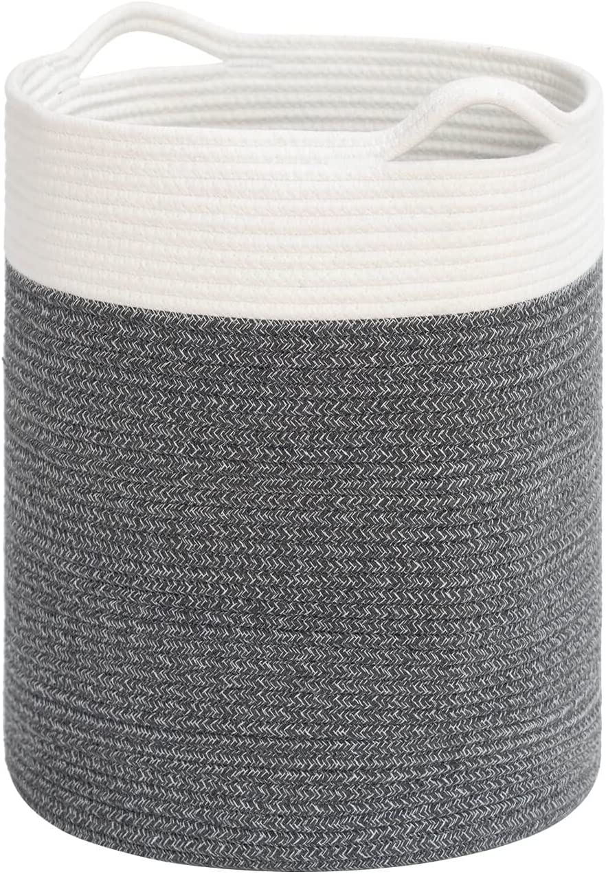 INDRESSME Cotton Rope Basket for Yoga Mat, Baby Laundry Basket for Toy, Towel, Clothes, Blankets, Wo