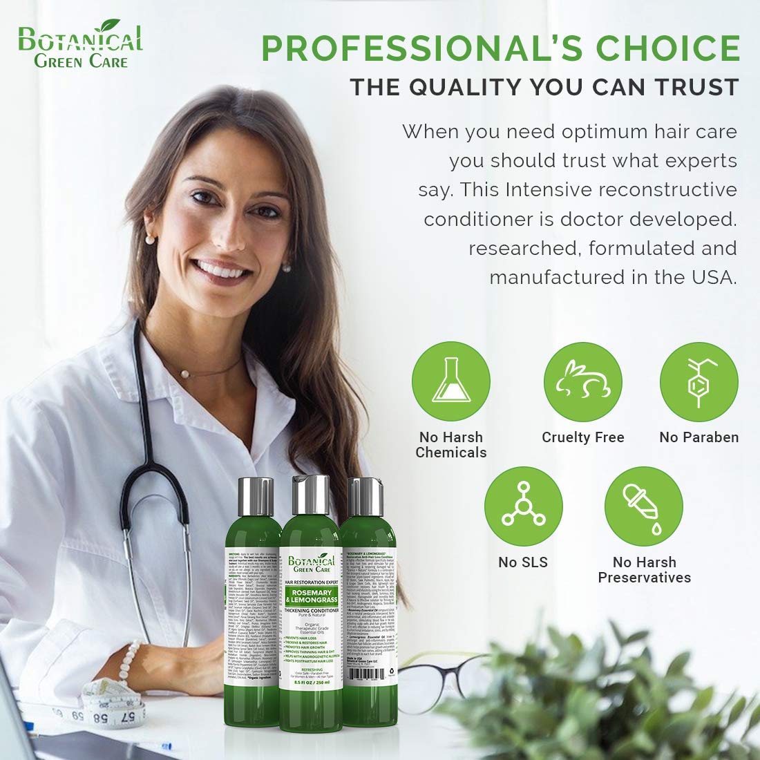 Hair Growth AntiHair Loss CONDITIONER “Rosemary & Lemongrass”. Alopecia Prevention and DHT