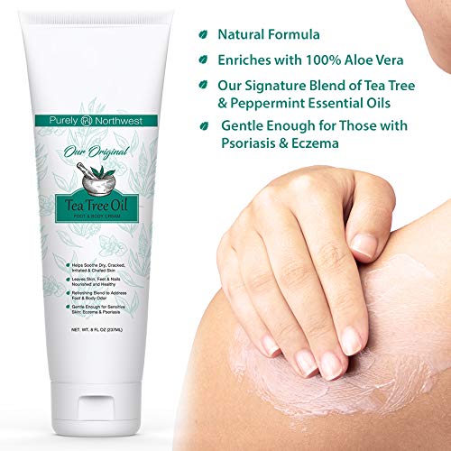 Extra-Strength Tea Tree Foot & Body Cream by Purely Northwest-for Sweat Prone Areas, Soothes Itchy C