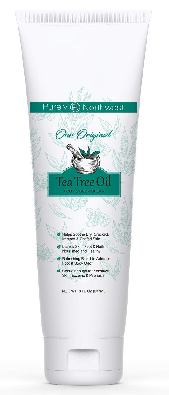 Extra-Strength Tea Tree Foot & Body Cream by Purely Northwest-for Sweat Prone Areas, Soothes Itchy C