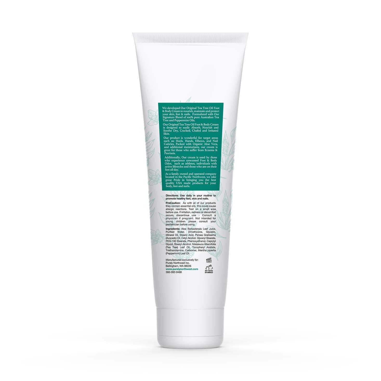Extra-Strength Tea Tree Foot & Body Cream by Purely Northwest-for Sweat Prone Areas, Soothes Itchy C