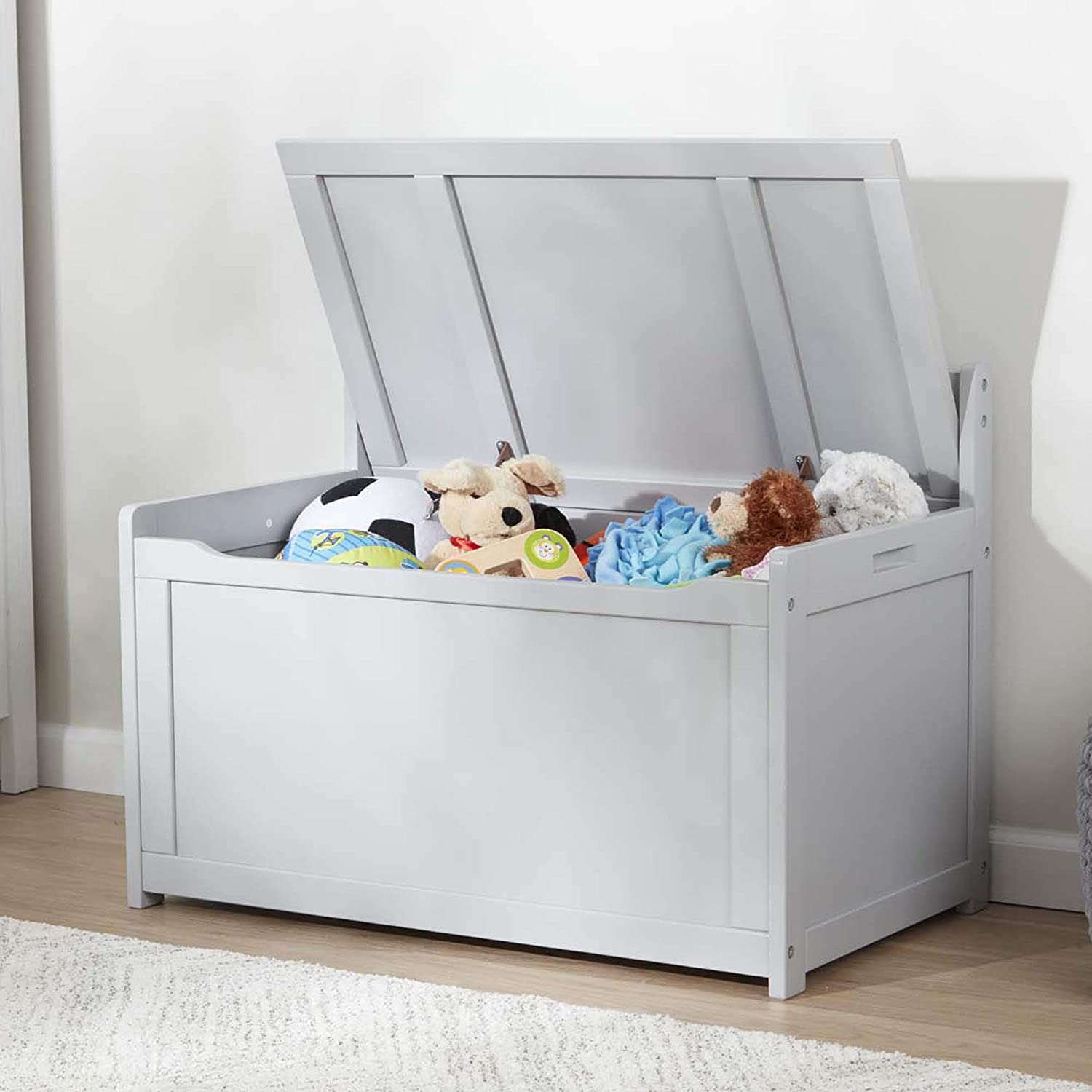 Melissa & Doug Wooden Toy Chest - Gray Furniture for Playroom