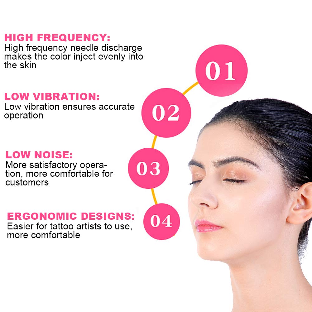 MultiFunctional Low Noise Microblading Machine, 12000RPM SemiPermanent Makeup Tattoo Pen, with Elect