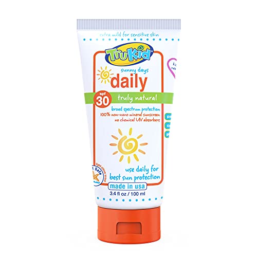TruKid Sunny Days Daily SPF 30 UVA/UVB Protection Sunscreen for Baby, Mineral Based Sun Body and Fac