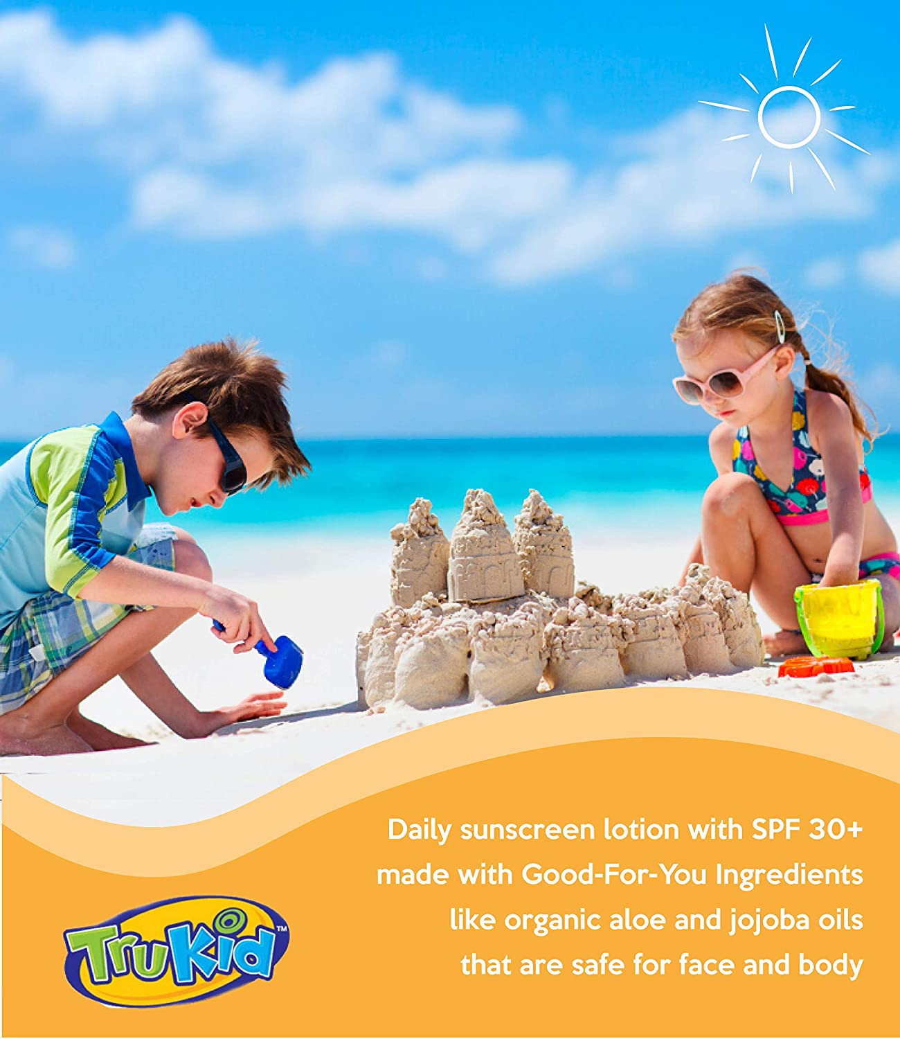 TruKid Sunny Days Daily SPF 30 UVA/UVB Protection Sunscreen for Baby, Mineral Based Sun Body and Fac