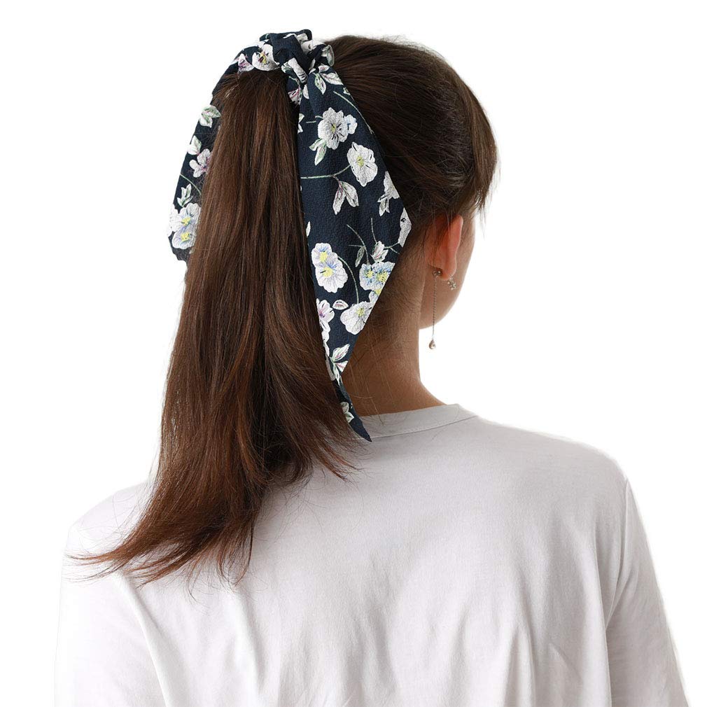 12 Pcs Hair Scarf Hair Scrunchies Chiffon Floral Scrunchie Hair Bands Ponytail Holder Scrunchy Ties 