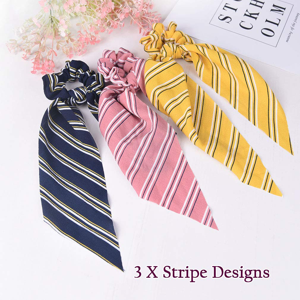 12 Pcs Hair Scarf Hair Scrunchies Chiffon Floral Scrunchie Hair Bands Ponytail Holder Scrunchy Ties 