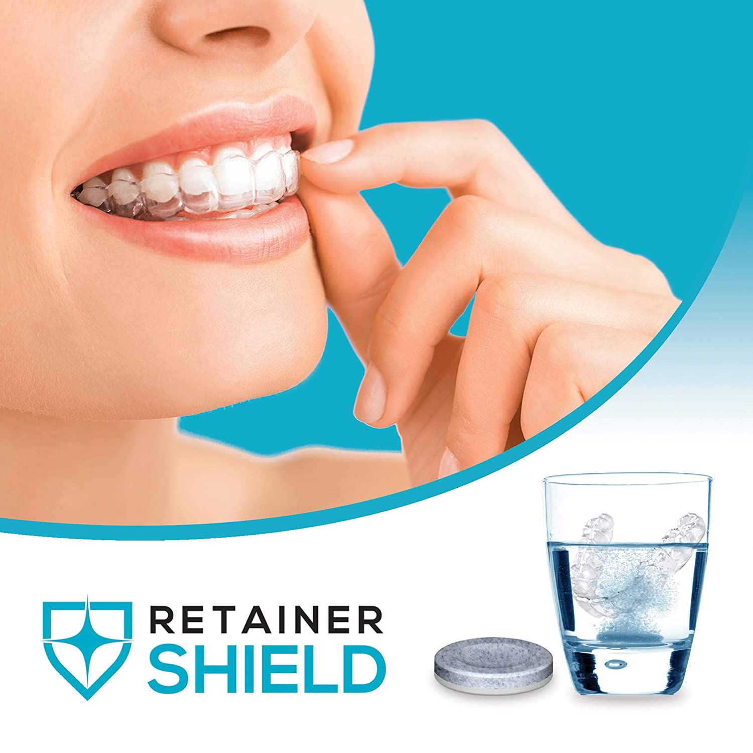 Retainer Shield Cleaning Tablets - Keeps Retainers Clean, Fresh, Bright, and Stain-Free - 3 Months S
