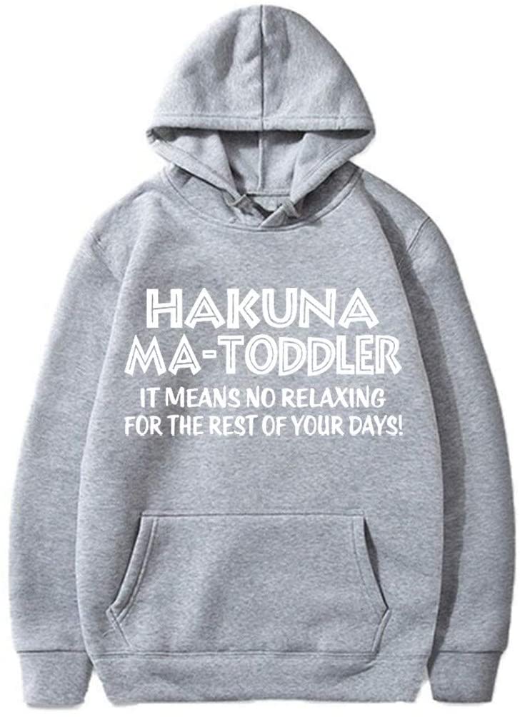 Dosoop Hakuna Ma-Toddler It Means No Relaxing Long Sleeve Funny Letter Print Loose Pullover Hoodie T