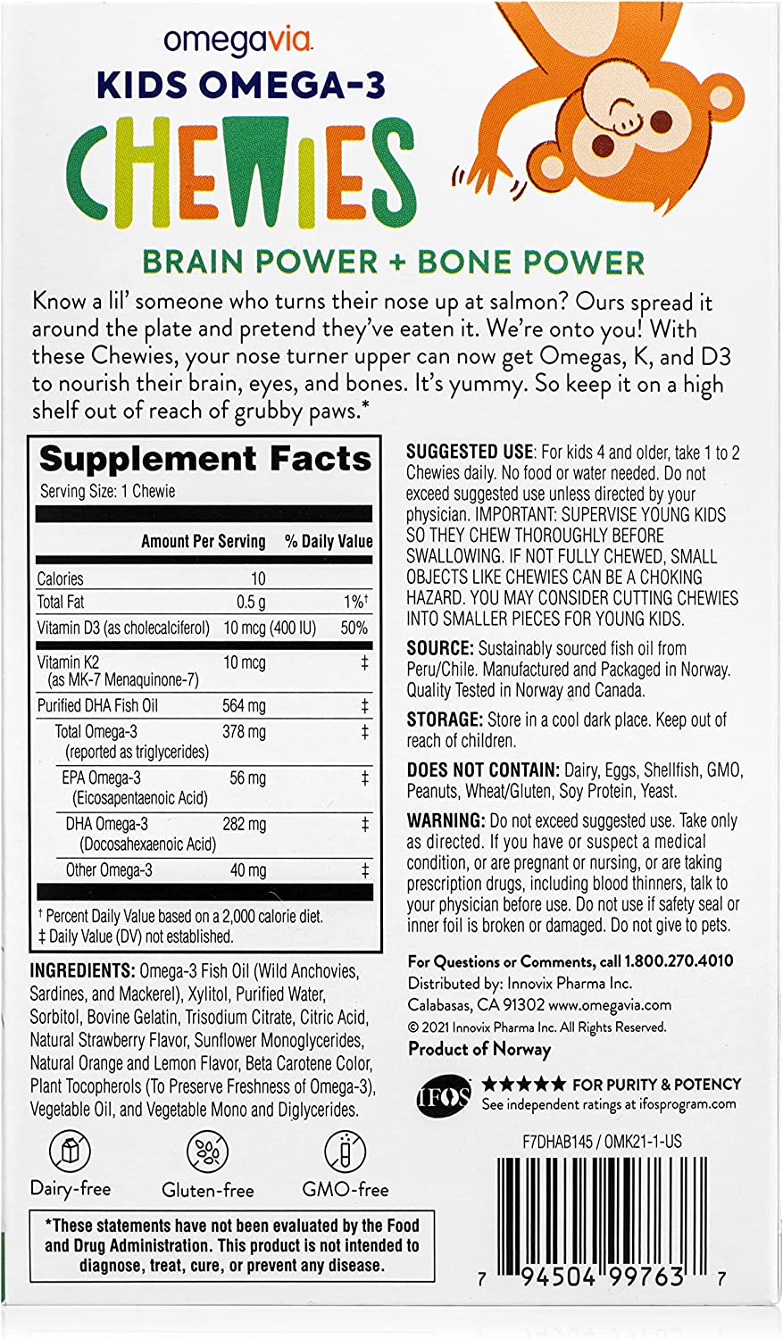 Omega 3 Fish Oil Gummies - Ultra-High DHA Chewable Gel Gummy - Omega 3 for Kids Supports Brain, Eyes