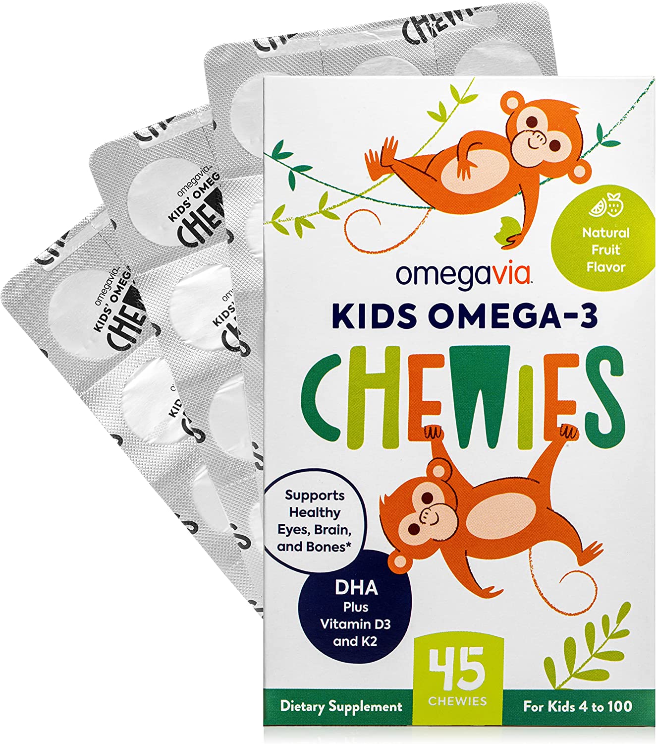 Omega 3 Fish Oil Gummies - Ultra-High DHA Chewable Gel Gummy - Omega 3 for Kids Supports Brain, Eyes