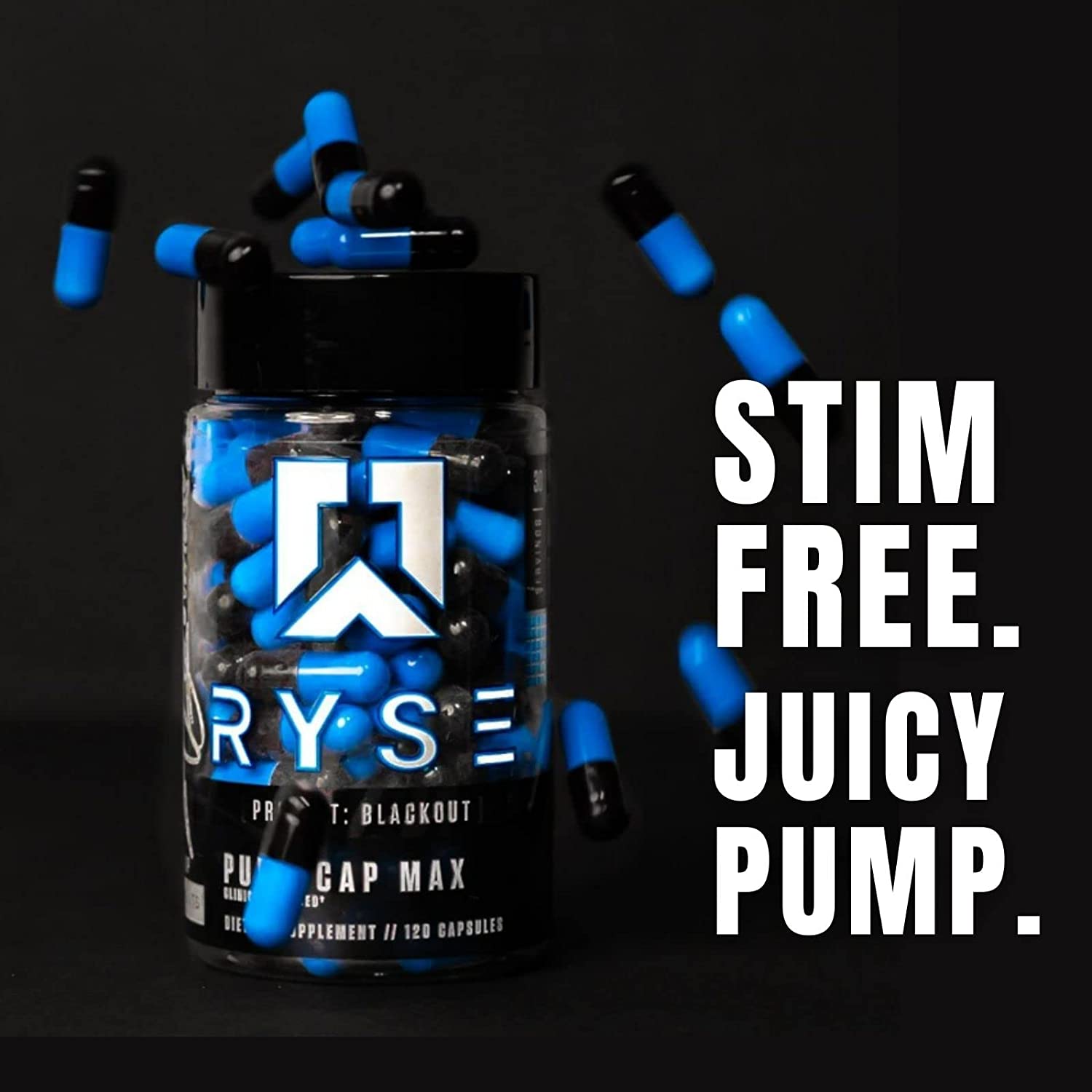 RYSE Project: Blackout Pump Cap Max | Stimulant Free Pump Formula | Betaine Nitrates & Citrulline Pe