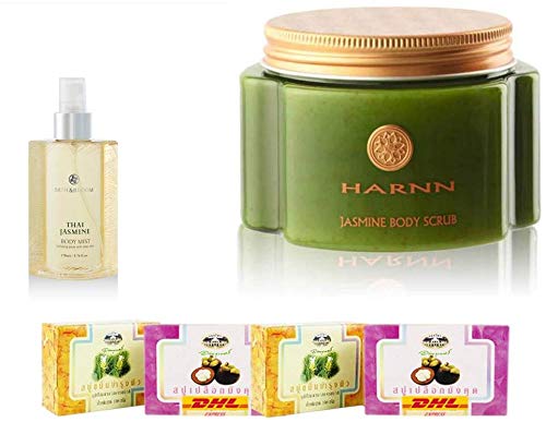 Set A53 Bath & Bloom THAI JASMINE BODY Harnn Jasmine Natural Body Scrub 200 DHL EXPRESS By Thaigifts