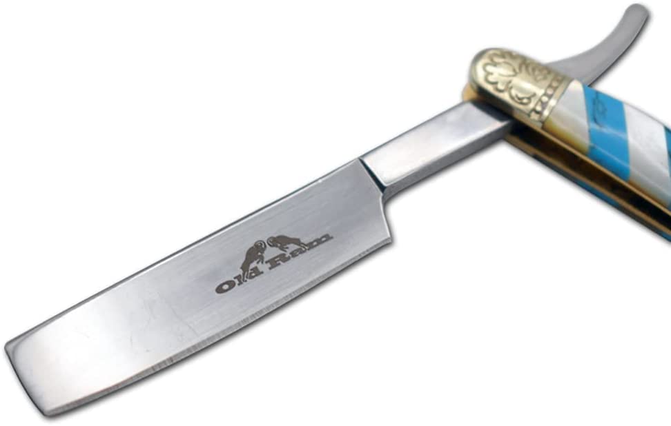 Old Ram Collection Barber Straight Razor Style Manual Folding Knife.. (Blue)