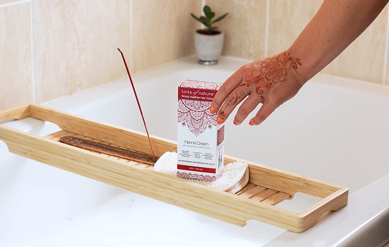 Tints of Nature Henna Cream Hair Colour, Natural and Organic, Semi-Permanent, 1 x 70ml - Red