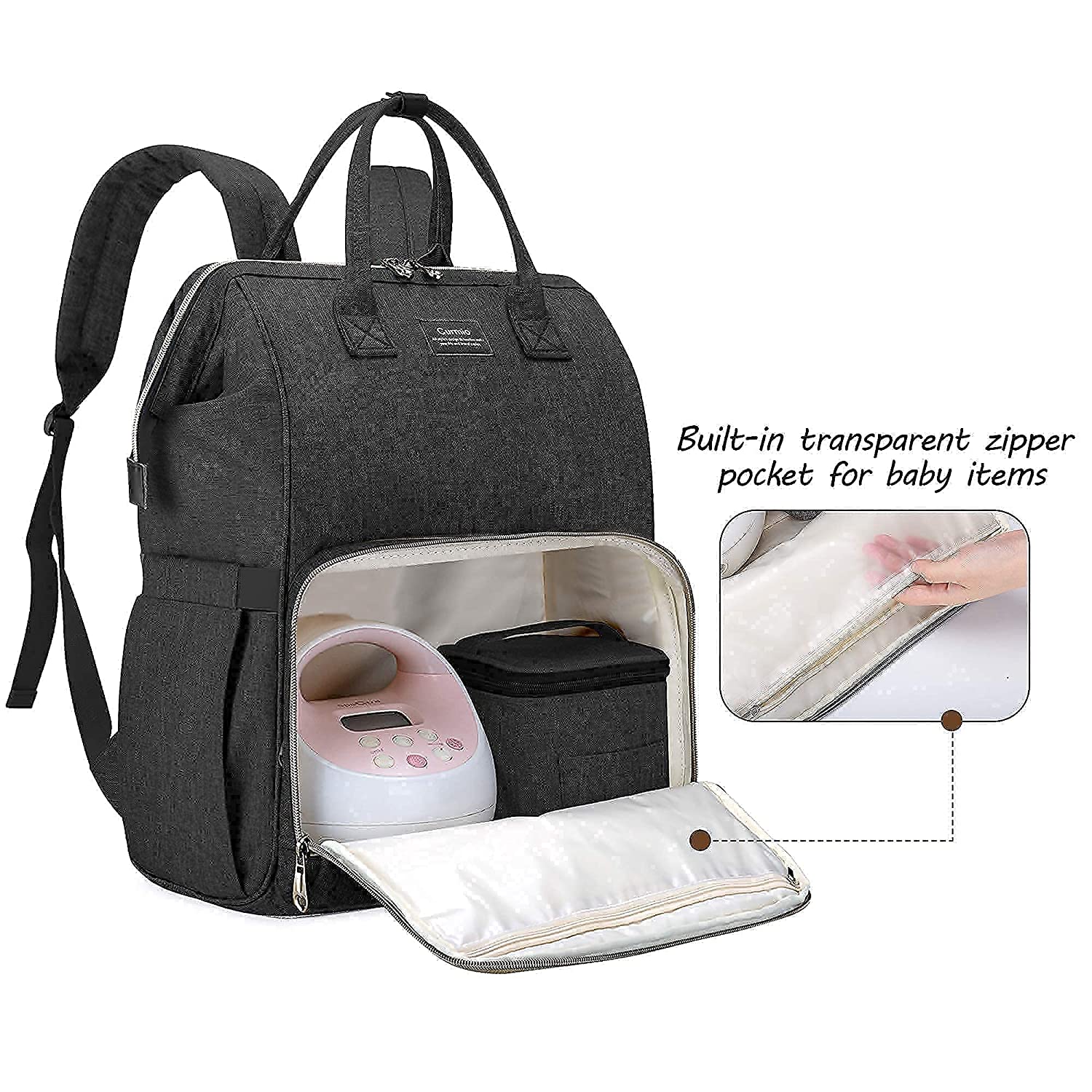 CURMIO Breast Pump Bag Backpack with Insulated Breastmilk Cooler Bag, Compatible for Spectra S1, S2,