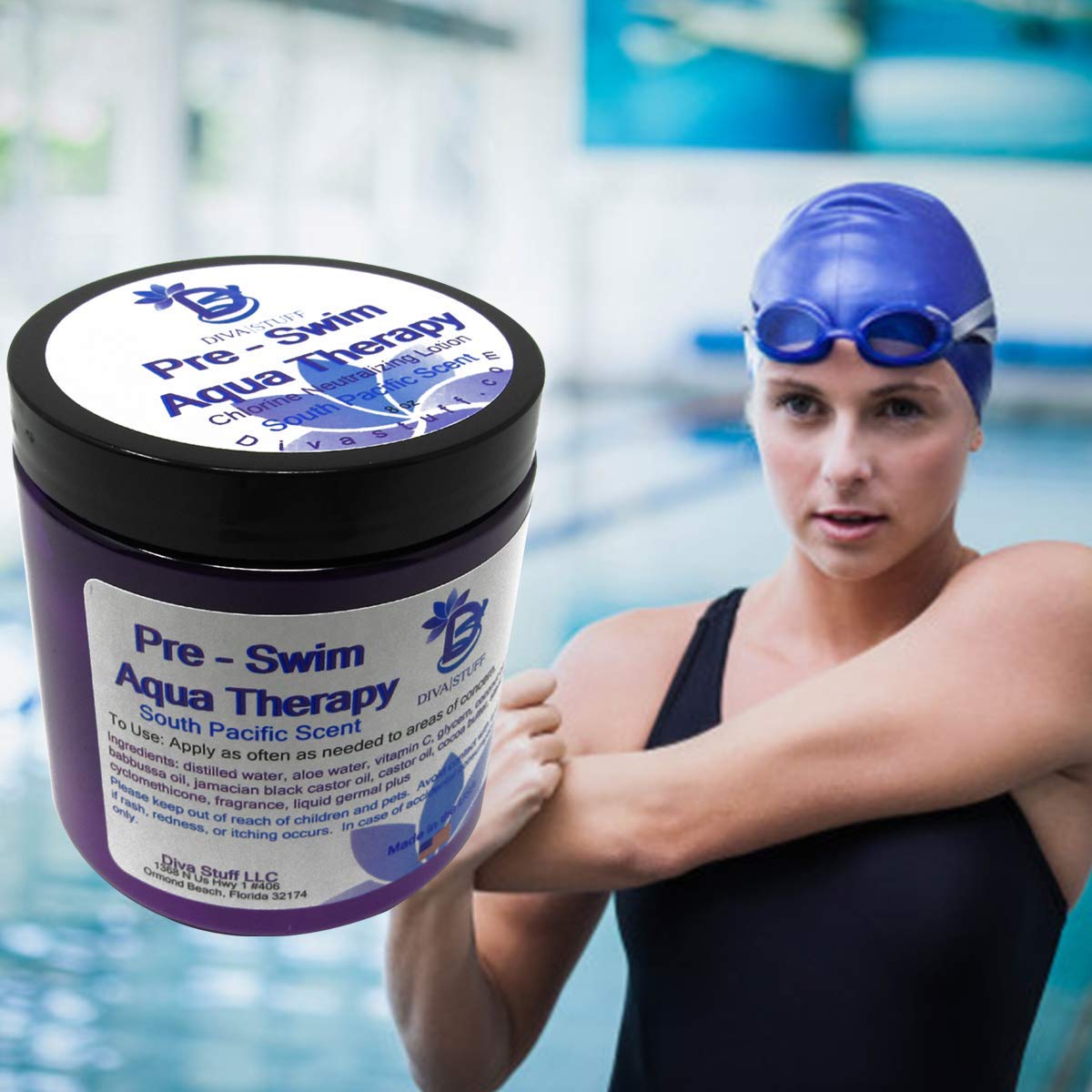 Diva Stuff Pre-Swim Aqua Therapy Chlorine Neutralizing Body Lotion, Protects Skin From Chlorine and 