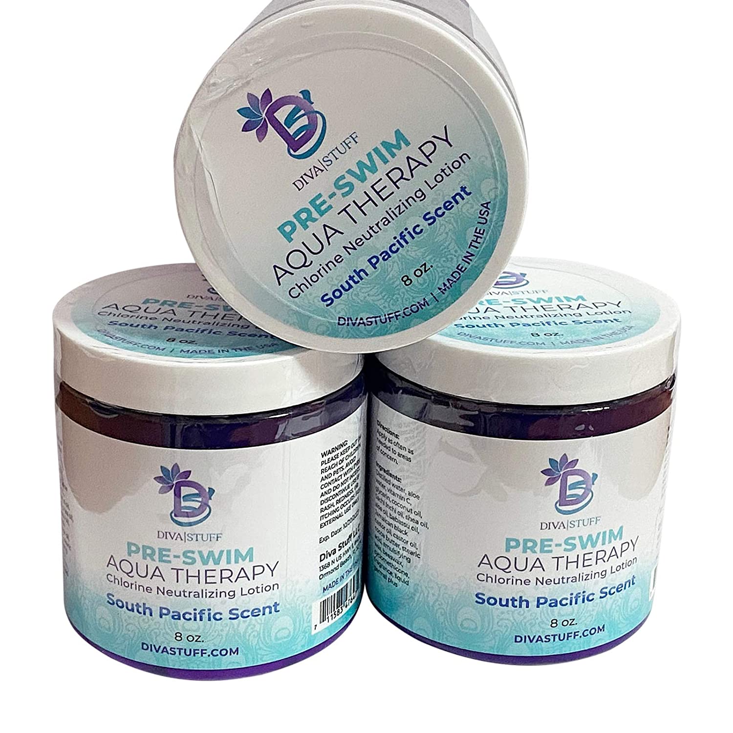 Diva Stuff Pre-Swim Aqua Therapy Chlorine Neutralizing Body Lotion, Protects Skin From Chlorine and 