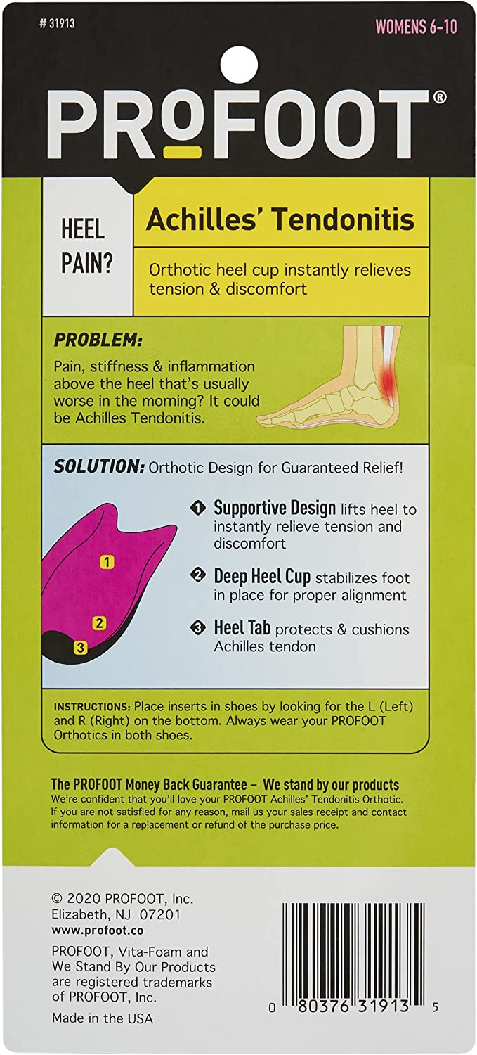 ProFoot Achilles Tendonitis Women"s Orthotic Heel Cup, 1 ea