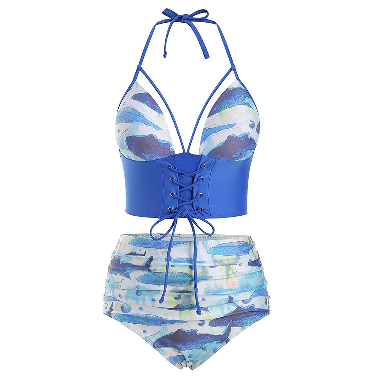 Suncih Women Two Piece Swimsuits Flowy Tankini Tummy Control Bathing Suit Beachwear