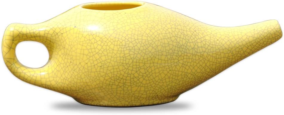 HealthGoodsIn - Porcelain Ceramic Neti Pot Dishwasher Friendly, Holds 225 Ml Water (Crackle Pattern