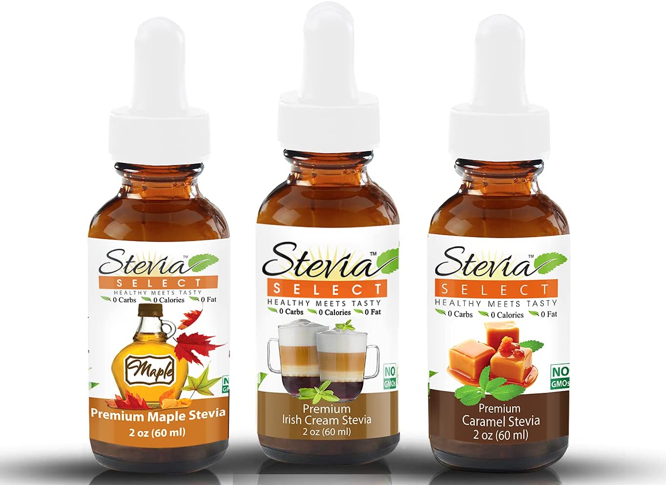 Stevia Drops Maple, Caramel, & Irish Cream Stevia Select Keto Coffee Sugar-Free Stevia Flavors Bundl
